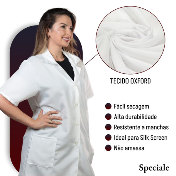 Jaleco Oxford Unissex Manga Curta Gola 3 Bolso Uniforme - Image 2