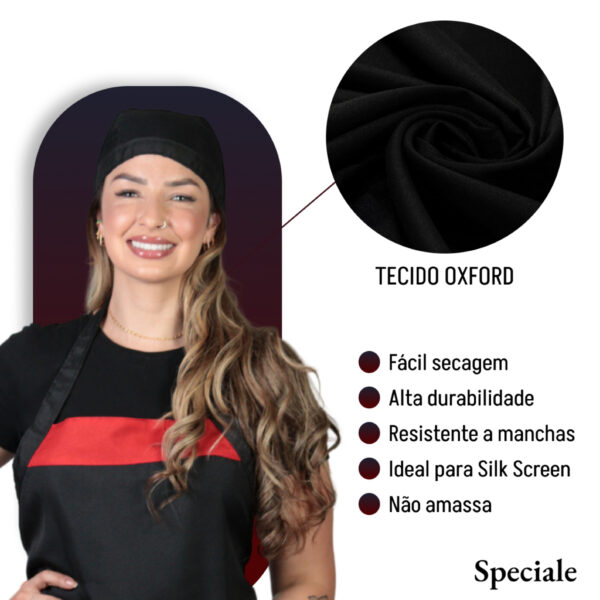 Touca Bandana Lenço Restaurante Chef Padaria Preta - Image 6