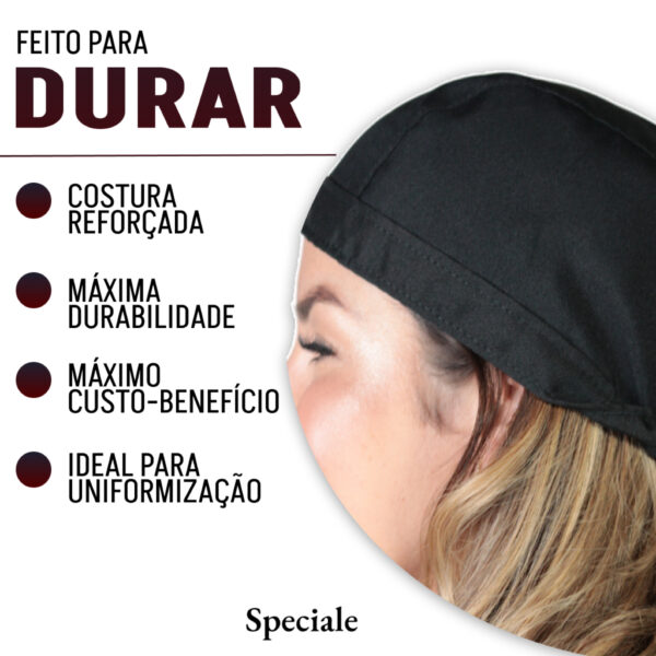 Touca Bandana Lenço Restaurante Chef Padaria Preta - Image 5