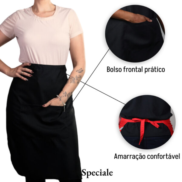 Avental Saia De Cintura Com Bolso Restaurante Garçom Garçonete - Image 2