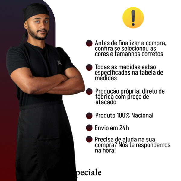 Avental Saia De Cintura Com Bolso Restaurante Garçom Garçonete - Image 4